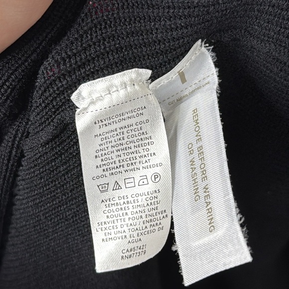 Ann Taylor Black Ribbed Open Front Cardigan Sweater Duster Women's Size Large - Picture 5 of 6